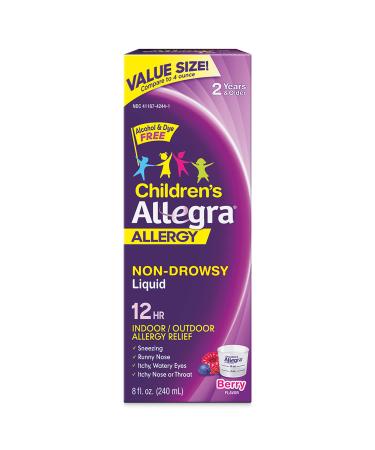 Allegra Children's Non-Drowsy Antihistamine Liquid 8 oz. 12-Hour Allergy Relief, 30 mg 8 Fl Oz (Pack of 1)