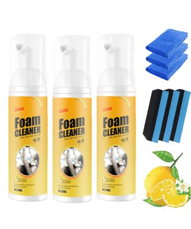 Amplesunshine Foam Cleaner Strong Decontamination Cleaners Spray Multifunctional Car Foam Cleaner Powerful Stain Removal Kit Foam Cleaner for Car and House Lemon Flavor (3Pcs 60ML)