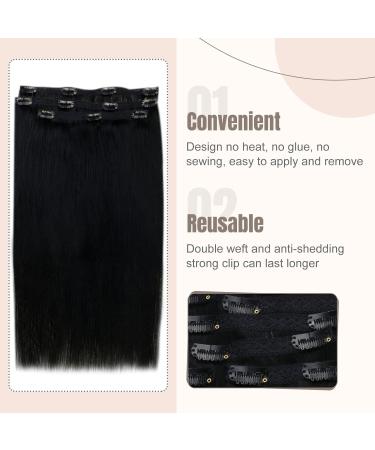 FSHINE Clip In Hair Extensions - Dark Brown 30cm Remy Silky Soft 50g - Jet Black & Brown Variants - Buy Online on GoSupps.com
