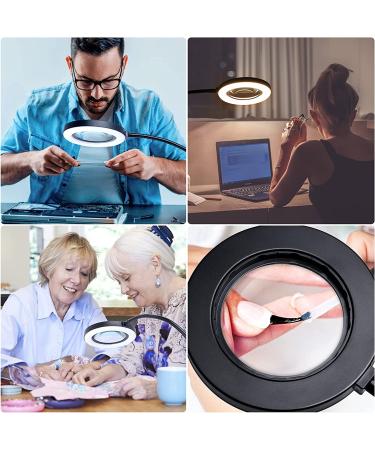10X Magnifying Lamp with Light & Clip | Adjustable Gooseneck & 3 Color Modes | USB Powered Magnifier for Hobbies, Reading, Crafts - Buy Online on GoSupps.com