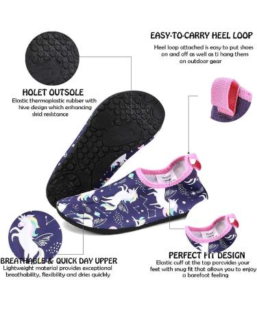 HIITAVE Kids Water Shoes - Non-Slip Aqua Pool Socks for Boys & Girls - Toddler 12-13 Little Kid - Purple/Unicorn - Buy Online on GoSupps.com