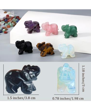 DUQGUHO 2 Pcs Crystal Elephant Decor Natural Black Obsidian Opal Elephant Crystal Statue Stones Cute Crystal Desk Decor Elephant Figurine Gifts for Women Men 1.5" Obsidian & Opal - Buy Online on GoSupps.com