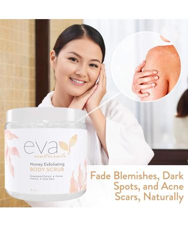 Eva Naturals Honey Peeling Body Scrub - Moisturizing Skin Exfoliator with Natural Extracts | Gift for Men & Women | 8 oz - Buy Online on GoSupps.com
