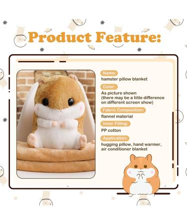 MUZIRI KINOKOO Brown Hamster Plush Pillow Blanket for TV Sofa Office Nap - Soft and Foldable Stuffed Toy Throw Blanket - Buy Online on GoSupps.com