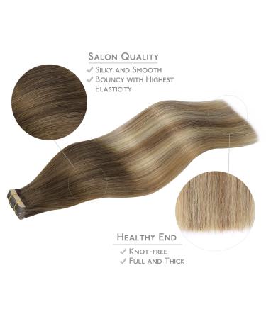 Ombr Walnut Brown to Ash Brown & Blonde Tape Extensions - 20pcs 50cm Remy Real Hair | Silky Straight Invisible Skin Weft - Buy Online on GoSupps.com
