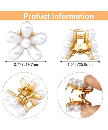 PAGOW 12PCS Mini Pearl Claw Clips with Daisy Flower - Retro Hair Accessories for Women and Girls - Buy Online on GoSupps.com