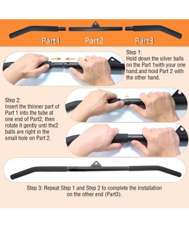 38IN Detachable Rubber Wrapped LAT Pull Down Bar for Cable Machine - Tricep and Back Muscle Exercises - Buy Online on GoSupps.com