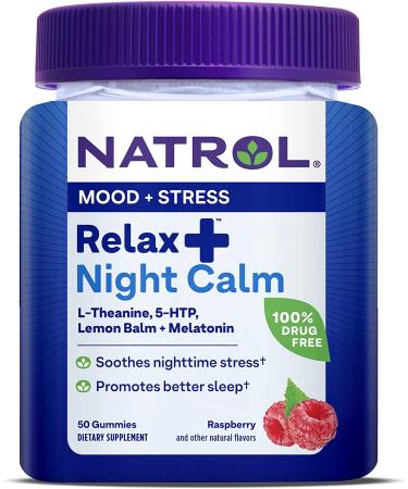 Natrol Relax Night Calm Daily Stress Relief - Berry - 50 Gummies