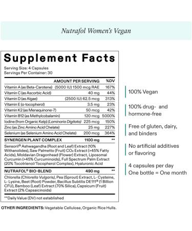 Nutrafol Women's Vegan Hair Growth Supplements - Plant-Based, Clinically Tested for Thicker Hair, Dermatologist Recommended - 1 Month Supply - Buy Online on GoSupps.com
