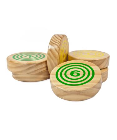 Rollors Backyard Game Expansion Pack (Disks Only) - Fun for All Ages and Families -Tailgating, Camping, Parties, BBQs, Picnics - All-in-One Wooden Yard Game Combining Horseshoes, Bocce, Bowling Yellow & Green