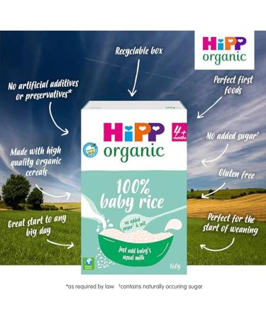 HiPP Organic 100% Baby Rice 4+ Months 160g (Pack of 4) - Buy Online on GoSupps.com