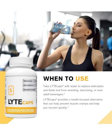 LyteCaps Electrolyte Tablets - 60 Vegetarian Capsules for Rehydration & Cramps - Magnesium, Potassium, Sodium, Zinc - Gluten, Dairy, Nut-Free - 60 Count - Buy Online on GoSupps.com
