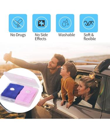 Motion Sickness Relief Wristbands - 2 Pairs for Travel by Sea, Car, Airplanes | Natural Anti Nausea Bands (Pink and Blue) - Buy Online on GoSupps.com