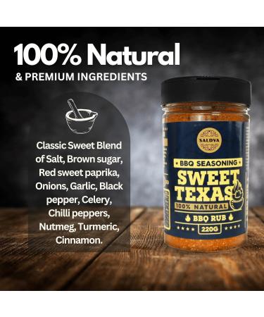 Sweet Texas BBQ Rub - Authentic Sweet Seasoning with Texas Kick - Large 220g Jar - Buy Online on GoSupps.com