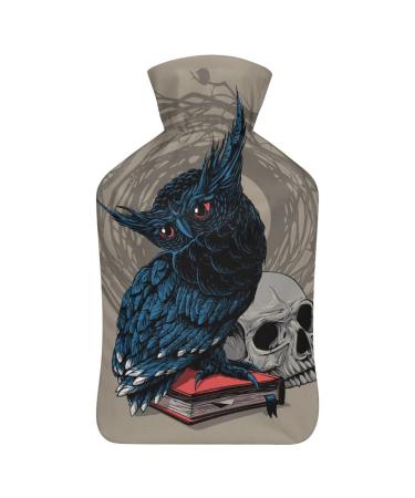 Owl Skeleton Hot Water Bottle With Cover Plush Bed Bottle Hand Warmer For Adults And Children 26.5X15.3cm