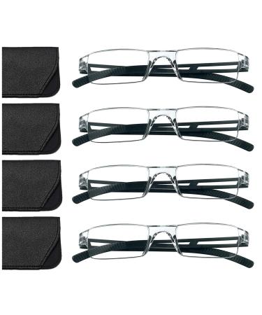 Hubeye 4 Pack frameworkless reading glasses black and comfortable anti blue light reading aid for women men with glassesholster 1.25 4 black 1.25 dioptries