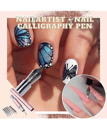 Nail Art Fountain Pen with 5 Replacement Heads | Articure DIY Manicure Tool - Black Rod - Buy Online on GoSupps.com