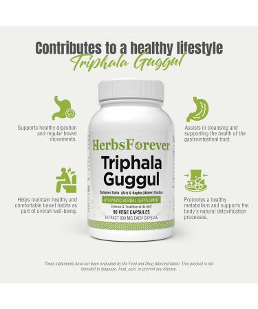 Herbsforever Triphala Guggulu Traditional Ayurvedic Formulation Healthy Digestion 90 Vege Capsules 800 Mg Each - Buy Online on GoSupps.com