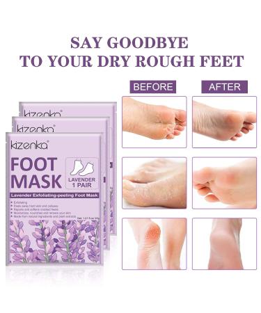 Lavender Foot Peel Mask 3-Pack for Soft & Smooth Feet - Natural Treatment for Men and Women - Buy Online on GoSupps.com