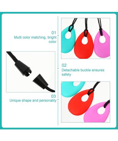 Healifty Silicone Chew Necklace Pendant for Kids - Sensory Chew Jewelry for Girls and Boys - Molar Teething Aid - Oval Oral Sensory Toy (Red/Purple/Green) - Buy Online on GoSupps.com