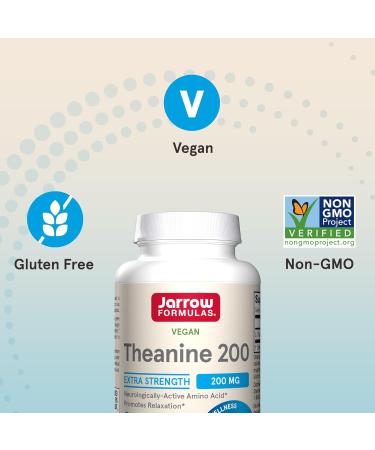 Jarrow Formulas Theanine 200 mg - 60 Veggie Caps for Stress Relief & Relaxation - Buy Online on GoSupps.com