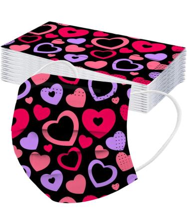 ZQP 30PCS 3-ply Disposable_Face_Masks_Valentine's Day Print for Adult Women Men Elastic Earloop Bandanas with Adjustable Nose Clip Lightweight Breathable Pr-otective Anti-Dust Face Covering - Buy Online on GoSupps.com