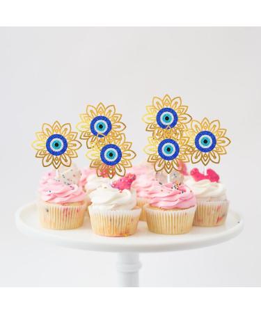 Evil Eye Themed Happy Birthday Cupcake Toppers 18-PC Set - This is a great evil eye birthday party or baby shower party third eye decoration for a boy or girl - SugarGera CU-EVIL-Y1 - Buy Online on GoSupps.com