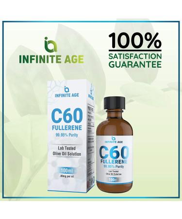 Infinite Age C60 Fullerene 99.95% Purity 100ml Super Antioxidant Solution with Olive Oil - Skin & Nerve Support - Soothes Inflammation - Purity Transparency - 3.4 Fl Oz - Buy Online on GoSupps.com