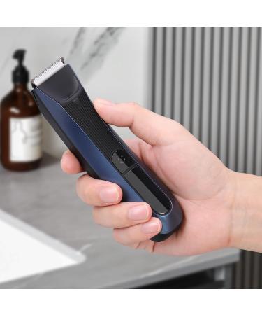 Men's Electric Body Groomer & Pubic Hair Trimmer | Waterproof, LED Light, Replaceable Ceramic Blade Heads, Recharge Dock | Blue - Buy Online on GoSupps.com