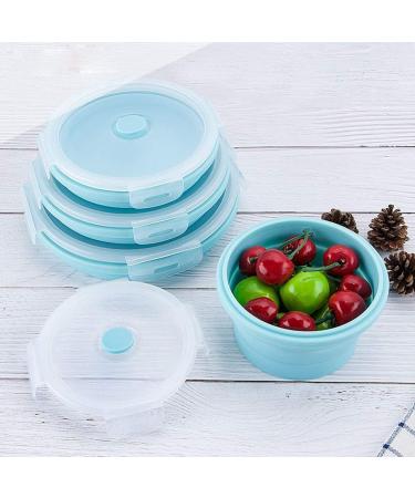 DASAWAN 40oz Camping Bowl with Lid, Portable Collapsible Silicone Bowl & Stainless Steel Cutlery Set - Travel & Camping Accessories, Large 1200ml Bowl, Blue - Buy Online on GoSupps.com