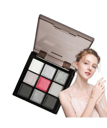 G n rique Dark Grey Shimmer Eyeshadow Palette High-Pigment Silver Gray Shades Blendable & Buildable 9-Color Set Waterproof Long-Lasting Glitter Matte Finish Perfect For Midnight