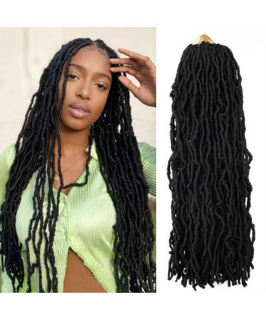 7 Packs 24 Inch Soft Locs Crochet Hair Pre Looped Curly Wavy Faux Locs Crochet Braids for Natural Butterfly Crochet Hair for Black Women (24 inch(pack of 7) 1B) 24 Inch(pack of 7) 1B