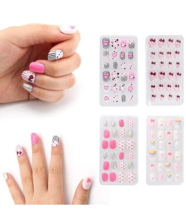Savita 96-Piece Colorful Pre-Glued Short Fake Nails Set for Kids - Full Cover Nail Art Decoration - Buy Online on GoSupps.com