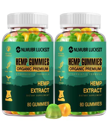 Hemp Gummies for Sleep Pain Anxiety & Stress - High Potency Organic Hemp Oil Extract Vegan Extra Strength Edible Gummy Candy for Adults (2 Pack)