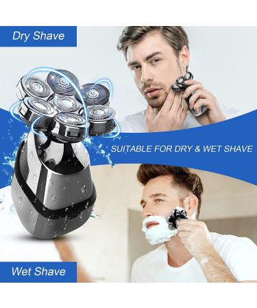 7D Electric Rotary Head Shaver for Bald Men Cordless USB Rechargeable Wet Dry Razor with Nose Hair Trimmer and Sideburns - Buy Online on GoSupps.com