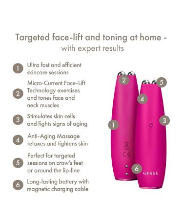 Geske SmartAppGuided Microcurrent Face-Lift Pen | 6-in-1 Anti-Aging Skincare Tool for Wrinkle-Free Young Skin | International Shipping Available - Buy Online on GoSupps.com