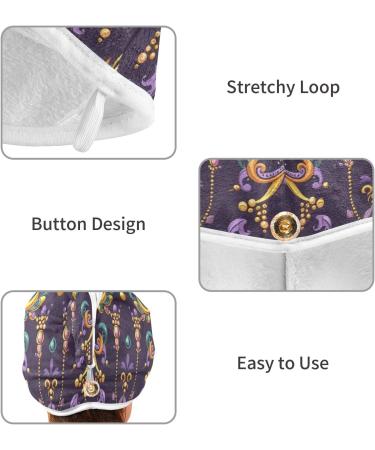 Super Absorbent Hair Drying Towel - 2 Pack Flower Beads Turbans for Quick Drying - Women's Hair Wraps with Button Twist - Buy Online on GoSupps.com