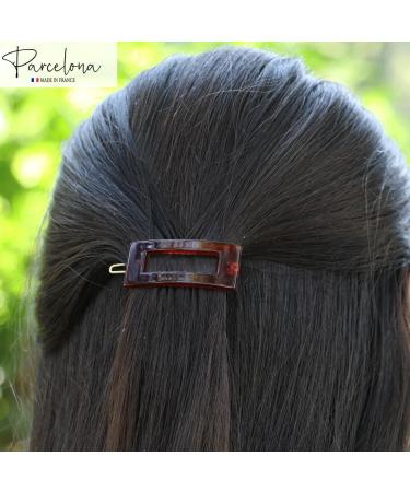 Parcelona French Rectangle Cut Out Brown Small Celluloid Acetate No Slip Grip Hair Clip Set - 2 Pack | Made in France - Buy Online on GoSupps.com