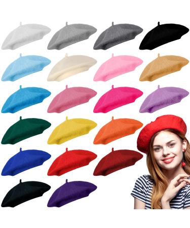 20 Pieces Wool Berets for Women French Beret Multicolored Painters Hat Winter Artist Beret Hat for Women Girls Men Party Indoor Outdoor