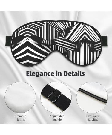 Black and White Geometric Lines Eye Mask | Soft Adjustable Sleeping Mask for Men & Women - Nighttime Comfort - Buy Online on GoSupps.com