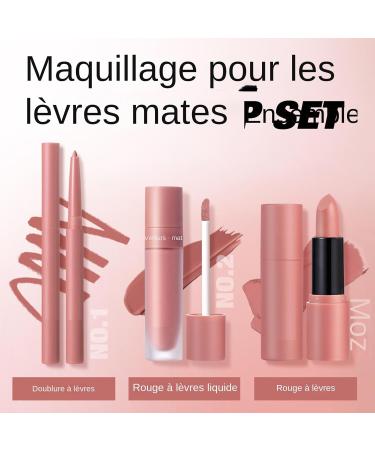  Jiimhte Lip Liner and Lipstick Set Matte Lipstick Lip Gloss - 3 Long Lasting Lip Pencils Velvet Lip Pencil Set Natural Makeup for - Buy Online on GoSupps.com