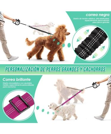 Slowton Adjustable Double Dog Leash for 2 Dogs - 360 Rotatable Reflective Black & Rose Red - Perfect for Small Dogs - Buy Online on GoSupps.com