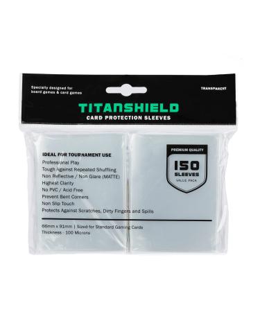 TitanShield Premium Clear Card Sleeves for Standard Sized Board Games and Trading Card 2.5" x 3.5" (150 Sleeves) Original Standard 66x91mm