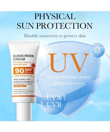 Sun Cream SPF90 Natural Organic Sunscreen Body Lotion with Aloe+Vitamin E Hydrating Suncream UVA & UVB Protection For Dry Sensitive Skin Non Greasy Face & Body Sunscreen Cream - Buy Online on GoSupps.com