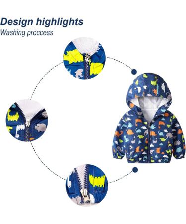 JinBei Boy Toddler Kids Waterproof Hooded Jacket | Windproof Windbreaker Coat for 1-7 Years | Sunscreen Outwear Raincoat | 130 Bleu - Buy Online on GoSupps.com
