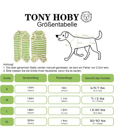 TONY HOBY Dog Summer Pajamas - Striped XL Dog Overall Without Sleeves in White & Green | International Shipping Available - Buy Online on GoSupps.com