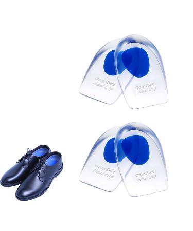 2Pairs Heel Cushion Pads Blue Invisible Transparent Gel Heel Pads Heels Shoe Comfort Inserts Cushioning Shock Shoes Cushions for Relief Achilles Pain and Support Leg Fit Women/Children's/Men Reusable Small Blue