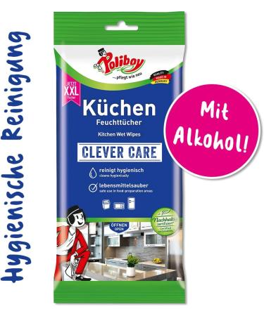 Poliboy XXL Kitchen Wet Wipes - All-Purpose Cleaning Towels with Orange Fragrance - 2 Pack (48 Towels) - Made in Germany - International Shipping Available - Buy Online on GoSupps.com