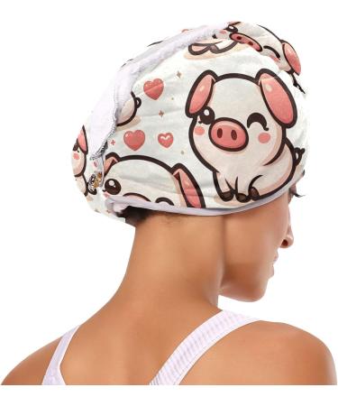 Buy Cute Pig Hair Towel 2 Pack - Super Absorbent Quick Dry Hair Turbans for Women & Girls | International Shipping - Buy Online on GoSupps.com