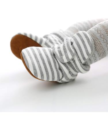 LACOFIA Baby Anti-Slip Soft Sole Booties 0-6 Months - Light Gray Stripes - Buy Online on GoSupps.com